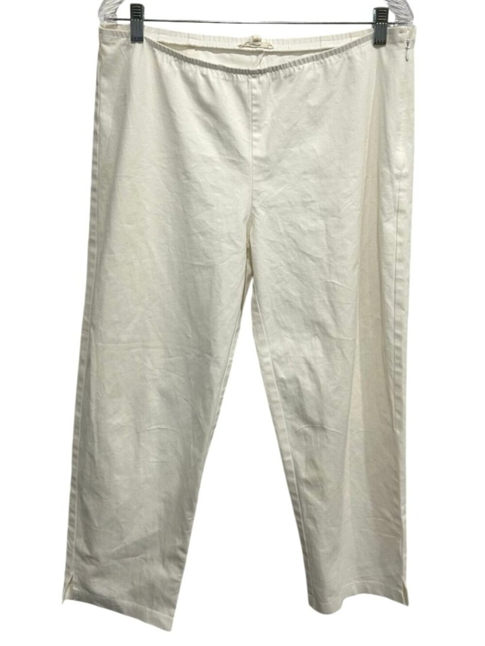 Eileen Fisher Petite Large White Cotton Pull-On Pants Minimalist Clean Girl